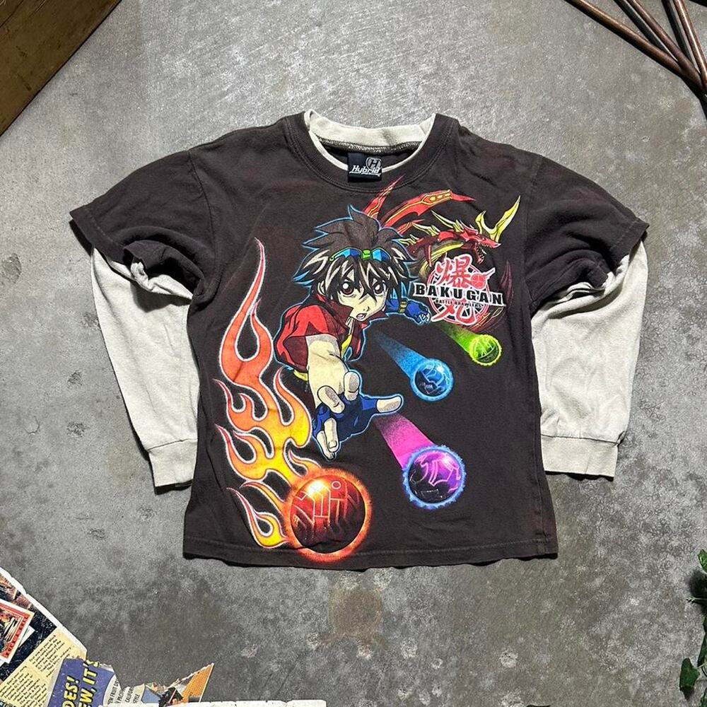 Vintage Hybrid Tees Bakugan Battle Brawlers Anime Long Sleeve Tee Shirt Kids S